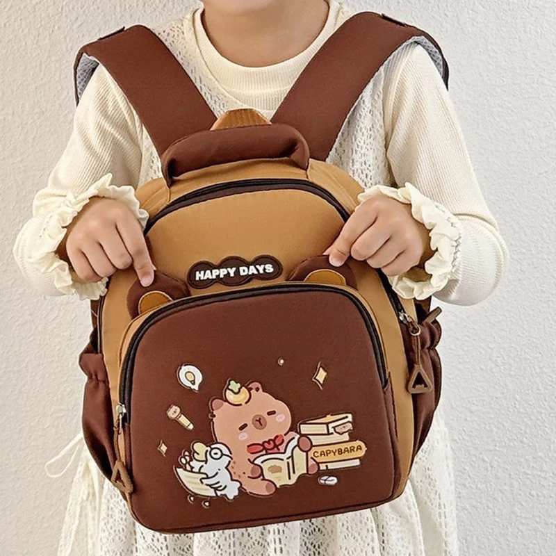 Cute Capybara Backpack Cartoon Kindergarten Shoulder Bag Children School Bag Casual Daypack Travel Schoolbag For Kid Gifts