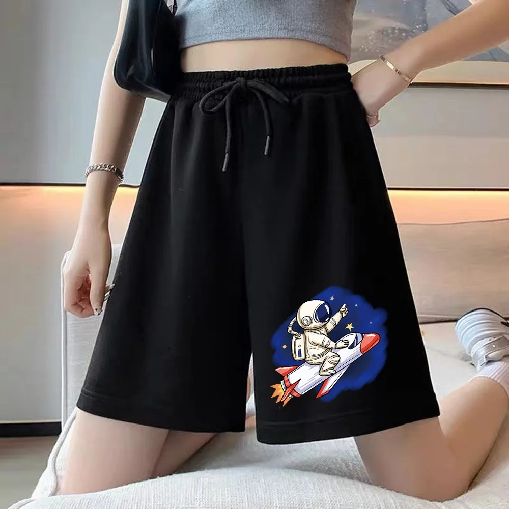 Vrouwen Shorts Cute Girl Fashion Koreaanse Studenten Harajuku Negen Punt Broek Astronaut Print Stretch Eenvoudige Shorts Broek Vrouwelijke