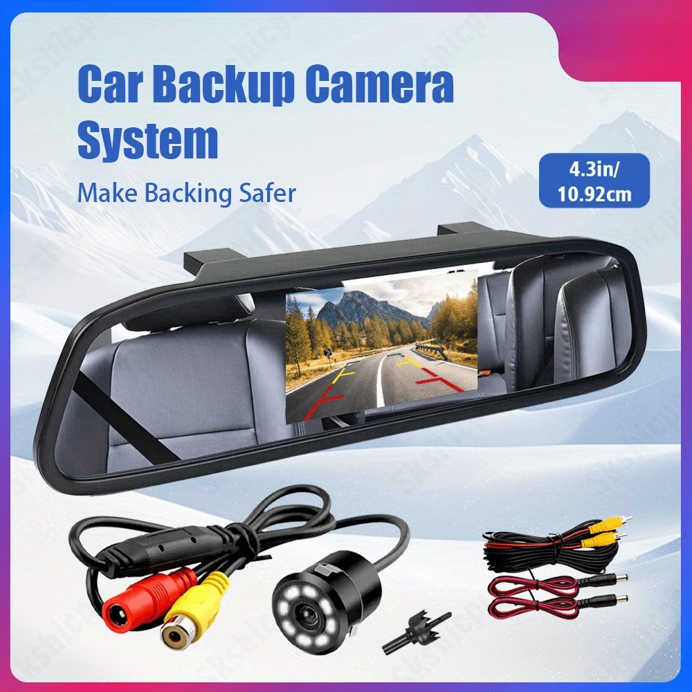 Universal Universal Car Reversing Camera with 8 LED Lights and 4.3-inch Rearview Mirror Display with Adjustable Angle and Night Vision - Aliexpress Deal