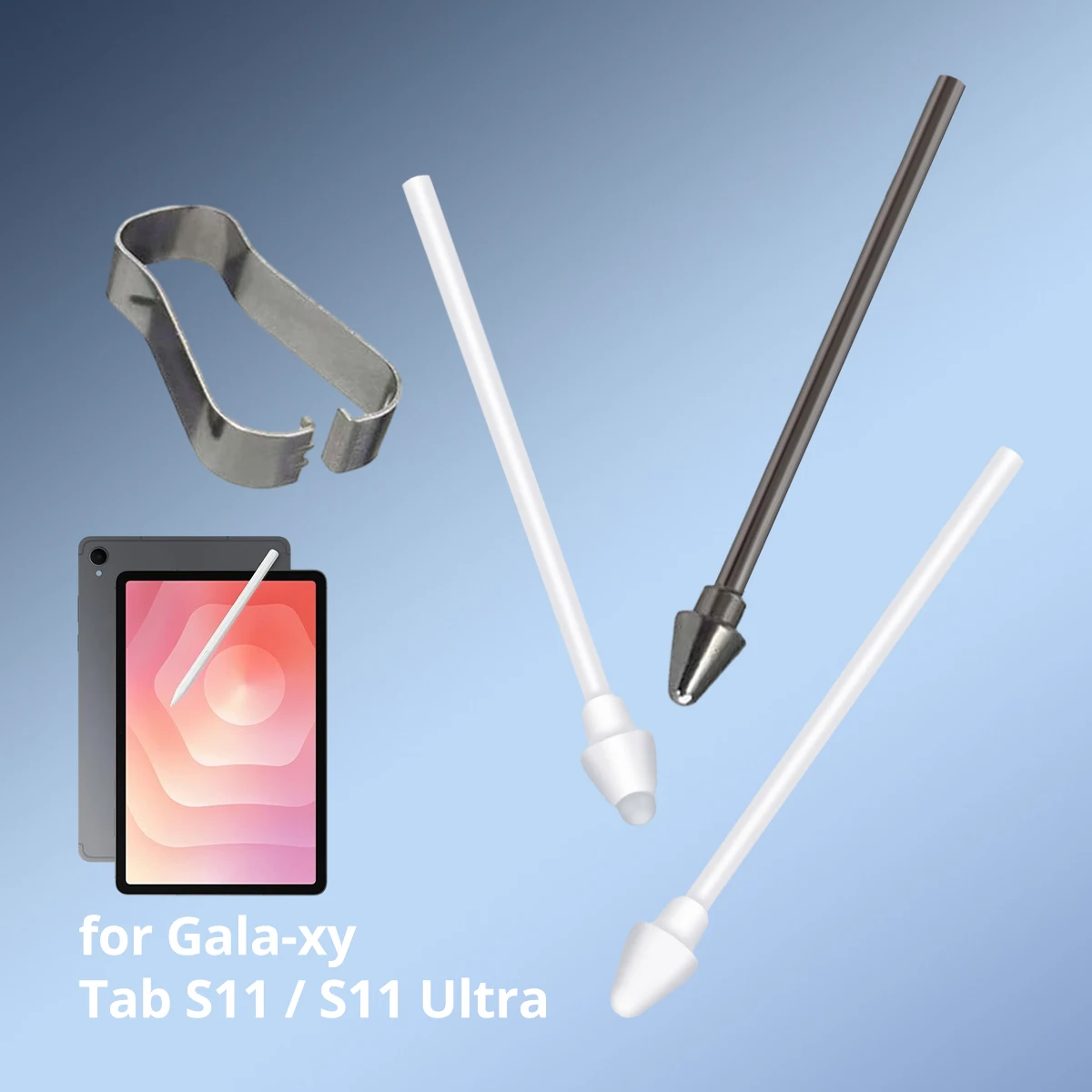  S Pen Tips for Samsung Galaxy Tab S11 / S11 Ultra (Metal + Rubber Nibs) High Precision Stylus Replacement with Anti-Drop Clip