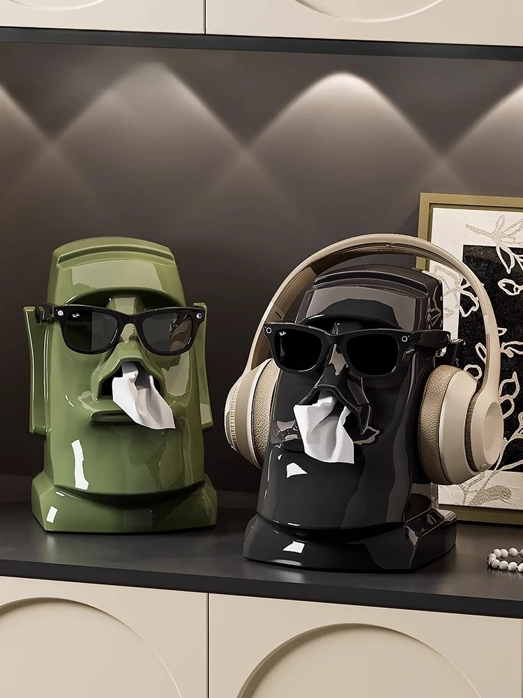 

Creative Stone Statue Design Plastic Tissue Box Headphones Glasses Storage Coffee Table Living Room Decoration Ornaments Gifts