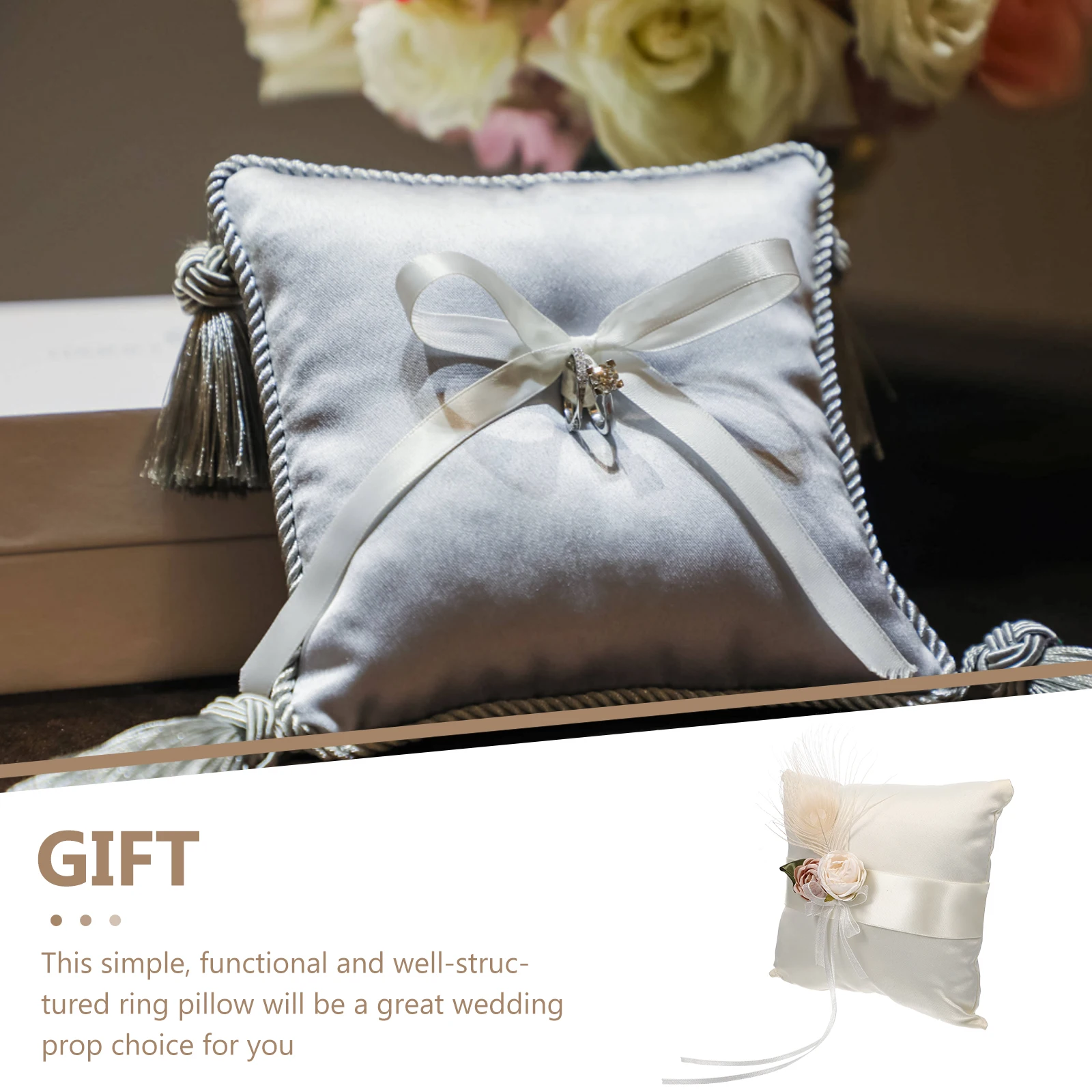 

Satin Flower Ring Pillow Romantic Wedding Decoration Jewelry Holder Cushion Wedding Ring Pillow,rings Cushion