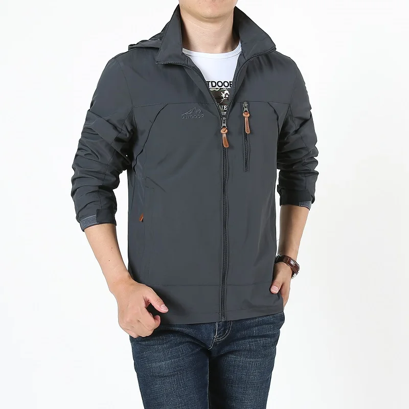 

Autumn Winter Outdoor Jackets Men Single-layer Windproof Hooded Casual Sports Jacket Men Waterproof Mountaineering Suit Jackets