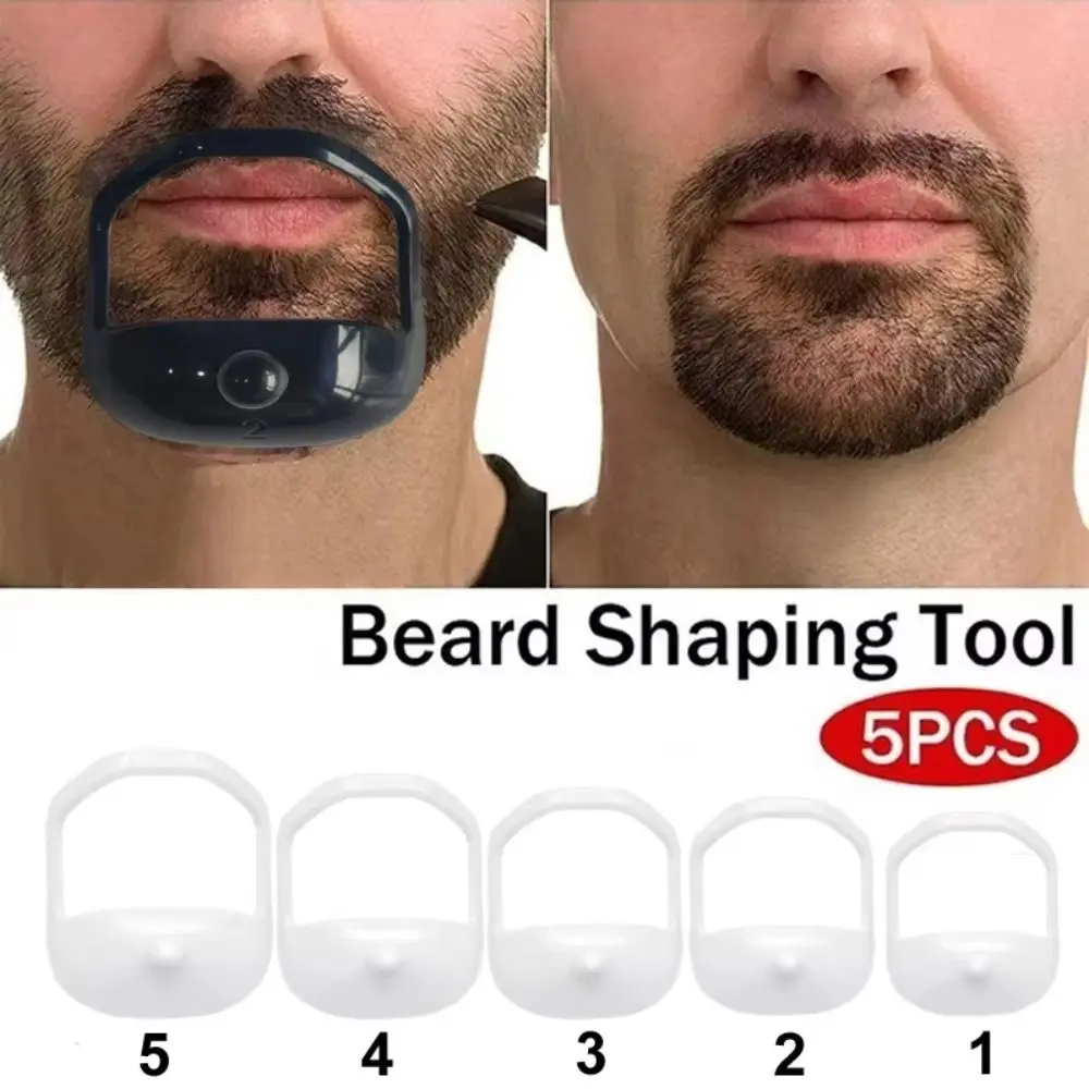 5PCS/Set Durable Plastic Beard Styling Tool 5 Sizes Symmetric Goatee Beard Styling French Beard Shaving Template Men