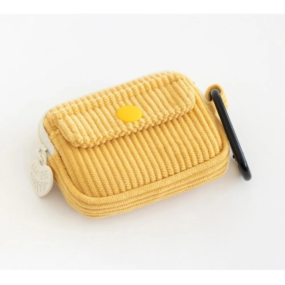 

Portable Solid Color Earphone Storage Bag Corduroy Multi Layer Coin Purse with Zipper Multifunctional Key Bag Travelling Storage