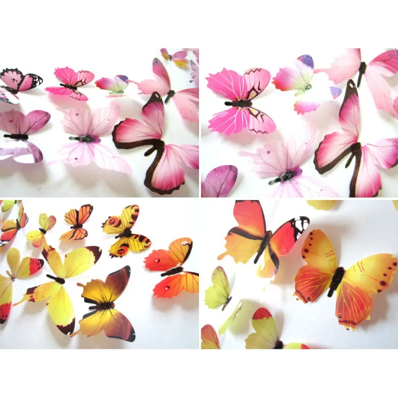 12PCS Art Stickers Fridge Decor Magnet 3D Butterfly Wall Sticker Decals Home Decor Poster Adhesive Wall for Kids Rooms Purple