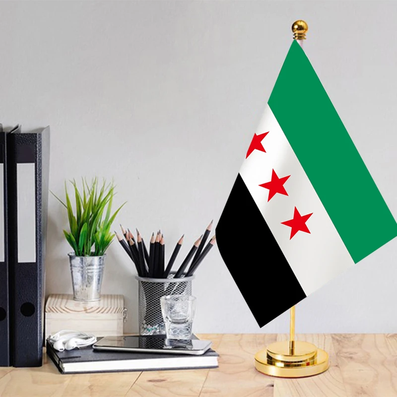 Aerlxemrbrae 14x21cm Office Desk Flag Of Syria Banner The The Syrian Arab Republic Syrian Three Star Banner