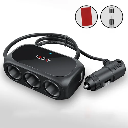 3 en 1 doble enchufe UsB encendedor de cigarrillos de coche Adapte 12v 24v divisor LED adaptador de enchufe de cargador rápido para lPhone GPsDashcam