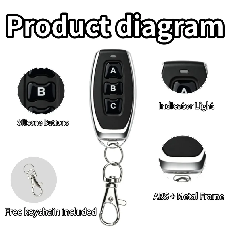 Universal 433.92 MHZ Wireless Clone Switch Cloning Copy 2-button Gate Garage Door Control Duplicator Remote Control Key