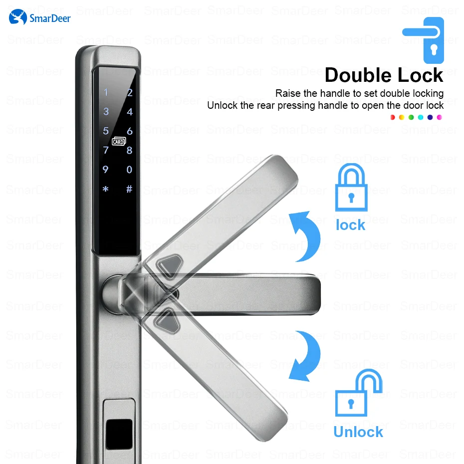 SmarDeer Outdoor waterproof fingerprint lock For Tuya Smart Home Electronic Lock Applicable to Aluminum alloy doors