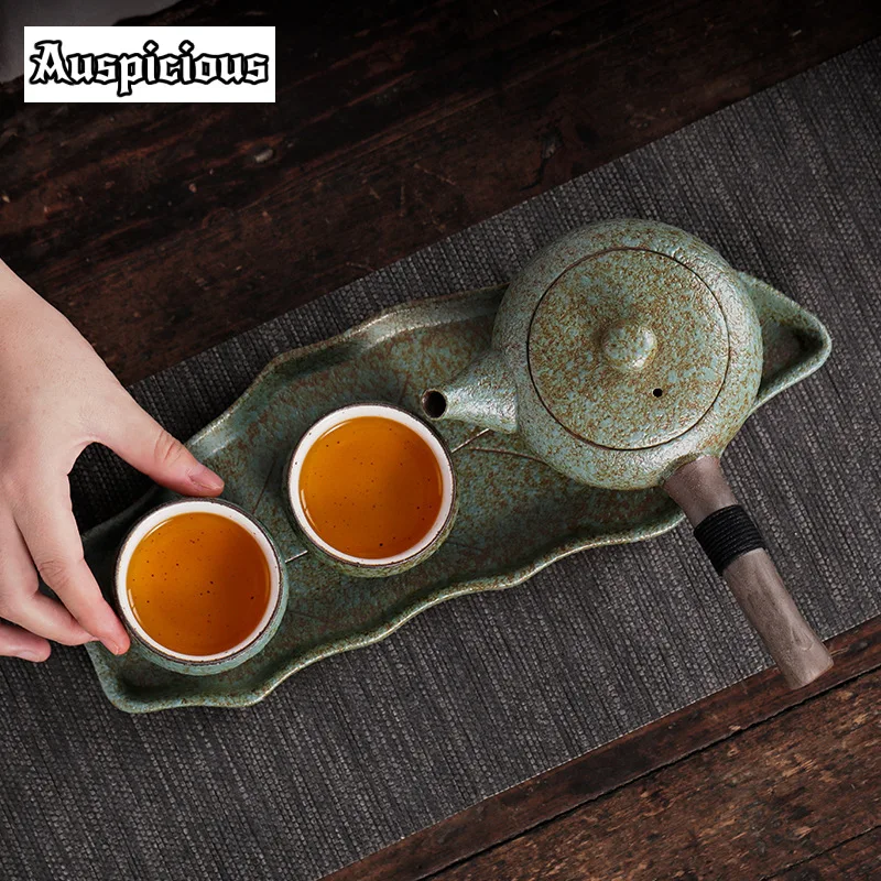 Japanese Stoneware Tea Tray Retro Ceramic Pot Bearing Support Small Tea Table Water Storage Dry Tea Table Household Cha Teaware