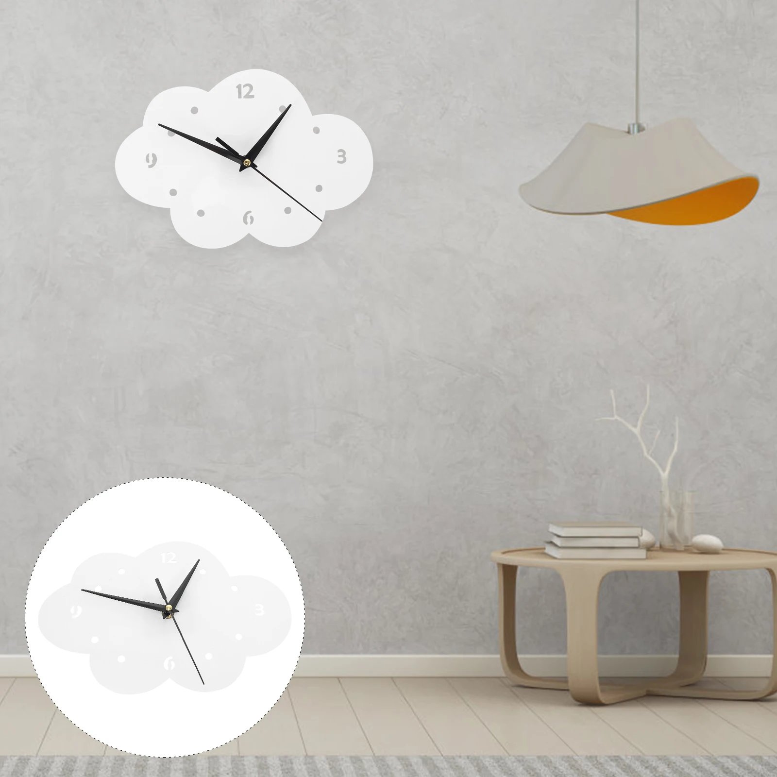 

Cloud Wall Clock Silent Hanging Decoration for Living Room Kids Bedroom Powered Frame Design Cartoon Style