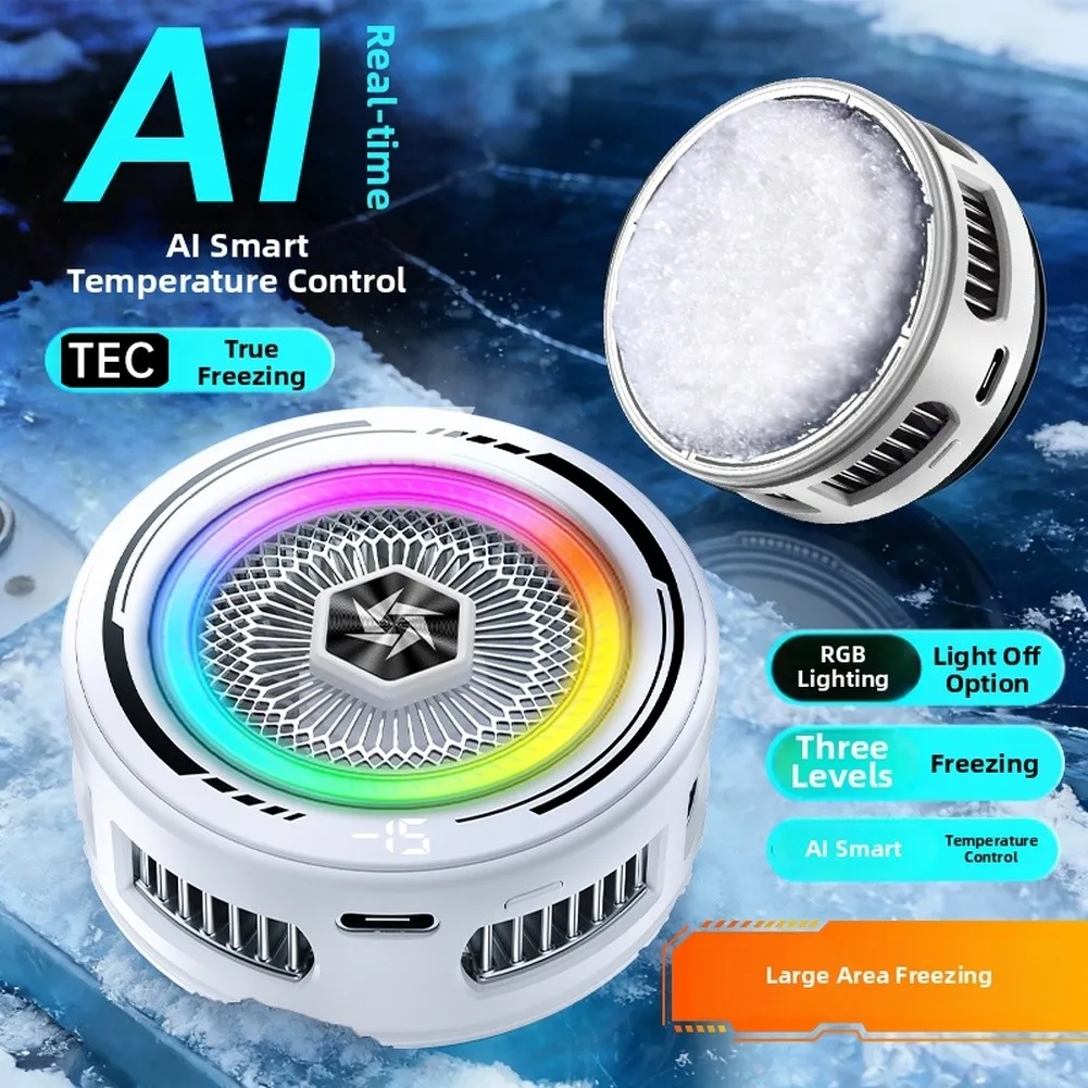 Lightweight RGB Phone Cooler Magnetic Phone Cooler Smart Temp Control Suction Strong Digital Display Phone Cooling Accessories