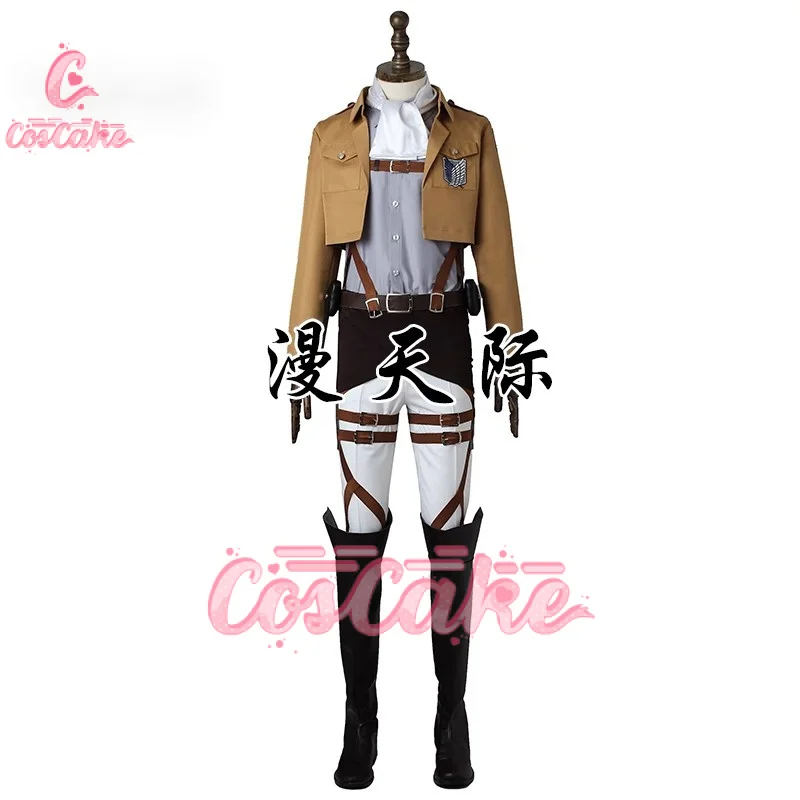 Anime Attack on Titan Cosplay Shingeki no Kyojin Jacket Recon Corps Leather Skirt Hookshot Belts Suspenders Ackerman Costume