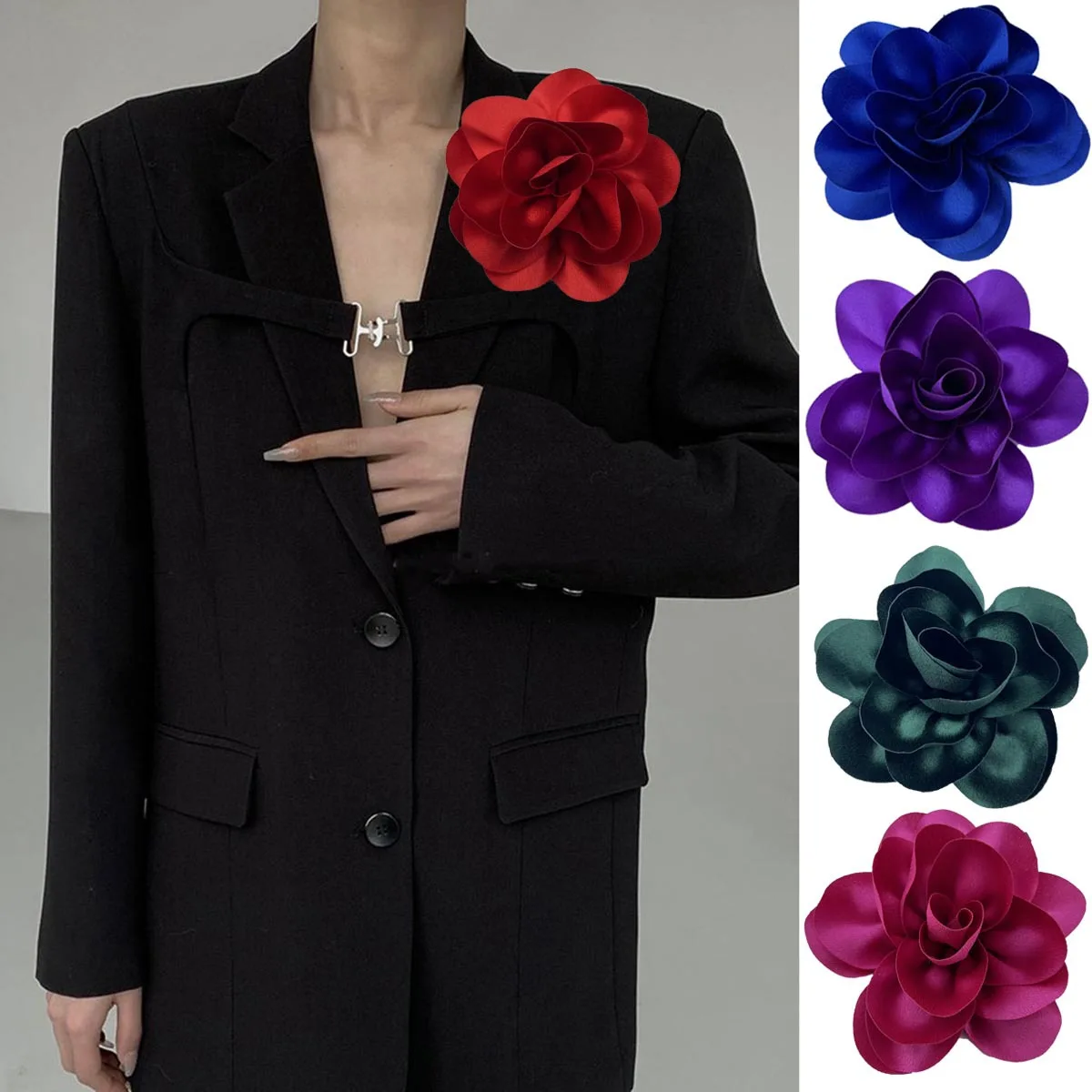 French 14cm Large Flower Brooch Fabric Handmade Accessories Suit Sweater Coat Pin Brooches