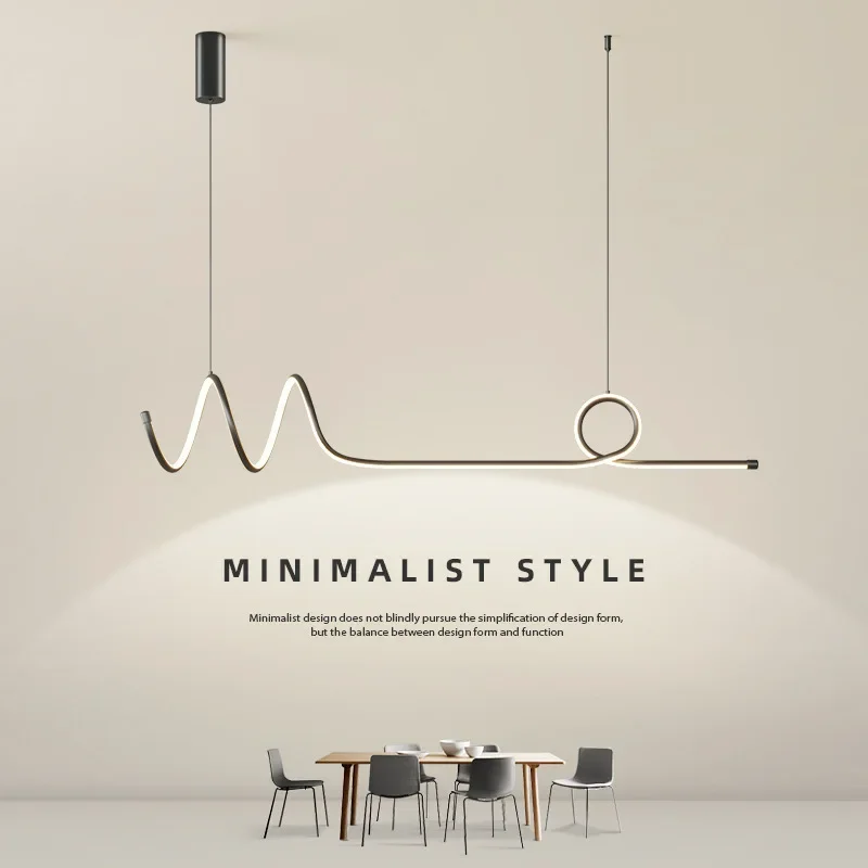 

SANDYHA Nordic Hanging Chandelier Long Spiral Lines Pendant Light Dining Table Lighting Living Room Bedroom Decoration Led Lamp