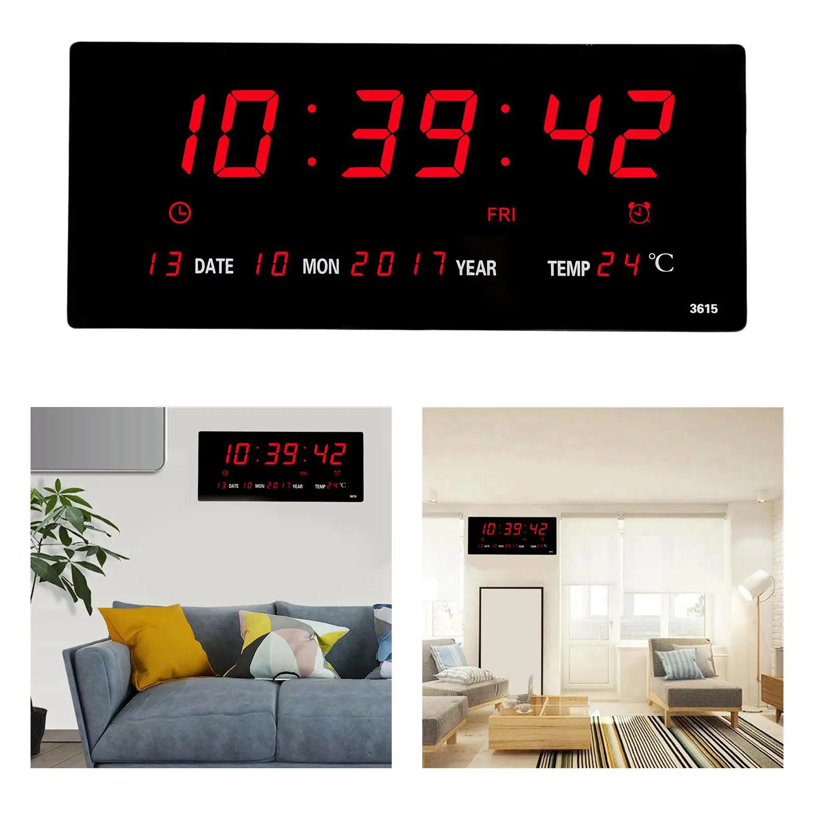 Electronic Wall Digital Alarm Clock Living Room Study Bedroom Office Decors