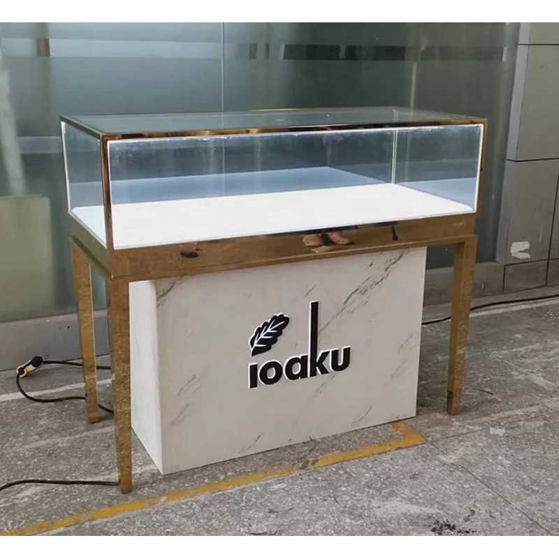 

custom.Glossy Jewelry Store Lockable Jewelry Cabinet Retail LED Glass Counter for Jewelry Shop.