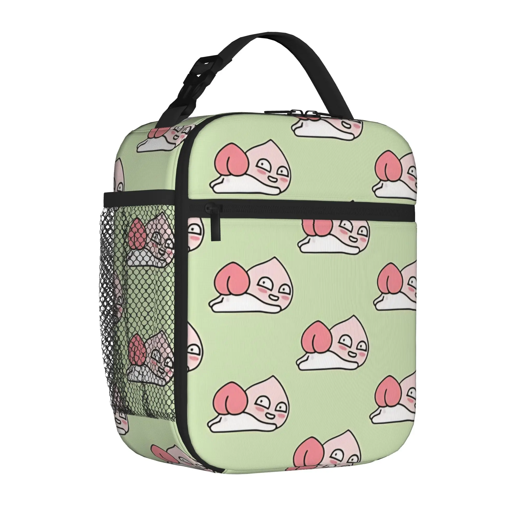 1 Piece Portable Lunch Container peach Zipper Closure Durable Pocket K-Kakao For Lunch Box Bag