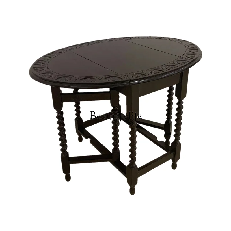 Solid Wood Mid-Ancient Folding Table French Carved Butterfly Table