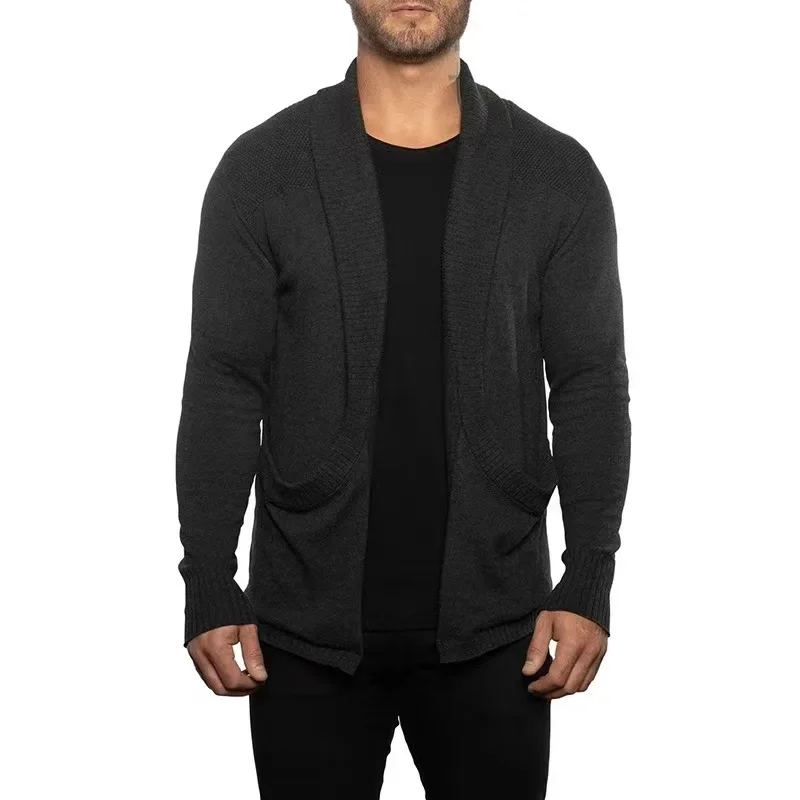 Autunno inverno maglieria Vintage uomo Cardigan lavorato a maglia di lusso maglione uomo manica lunga Casual Streetwear colletto rovesciato cappotto solido