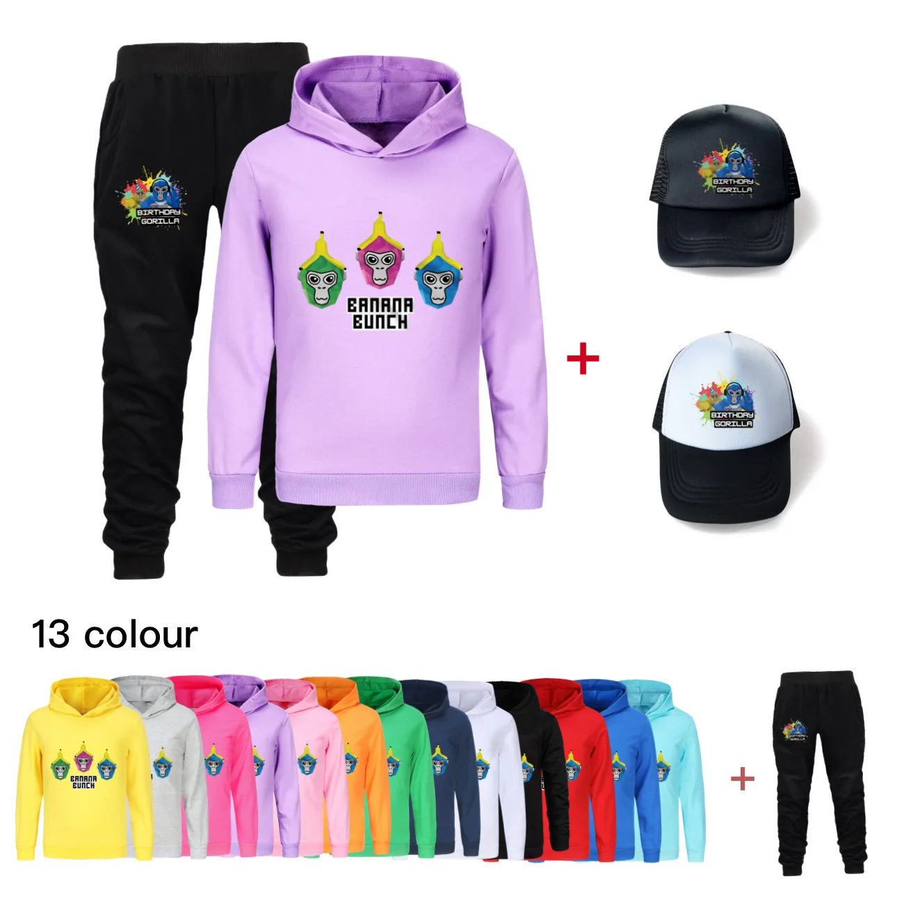 

Детский свитер с капюшоном Gorilla Tag VR Game, рубашка, комплект из 2 предметов со шляпой, хлопковые топы с длинными рукавами для мальчиков и девочек, наряд для косплея для малышей