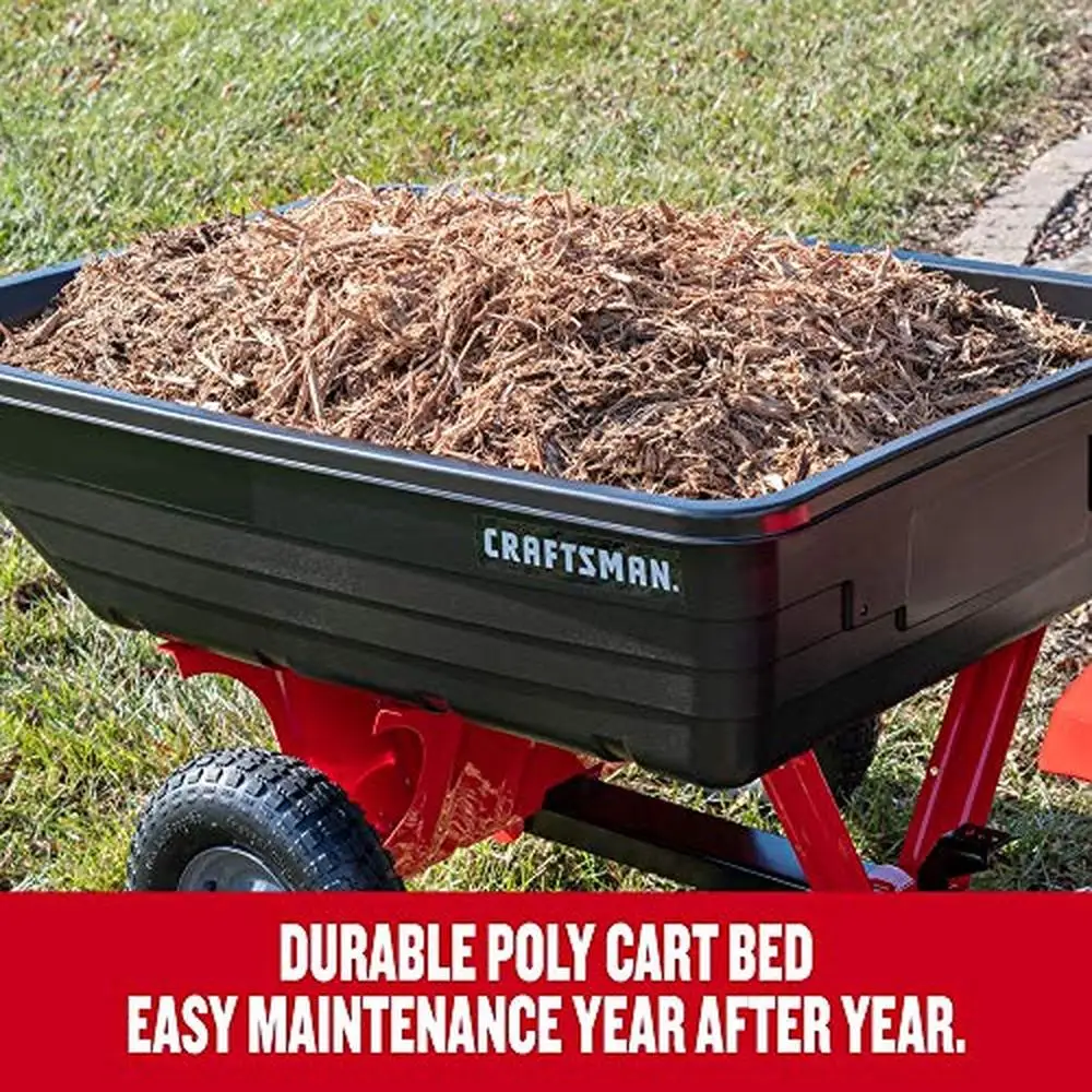 USA Made 350lb Load Capacity Poly Dump Cart Swivel Trailer 10 CU FT; Garden Lawn Trailer Rust Resistant Scratch Resistant