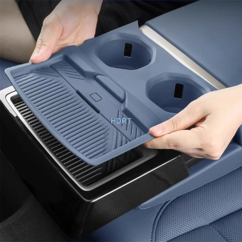 

For BMW 5 Series i5 G60 2024 + Car Styling Rear Water Cup Holder Storage Box Cover Interior Pad Protector Decoration Accessories