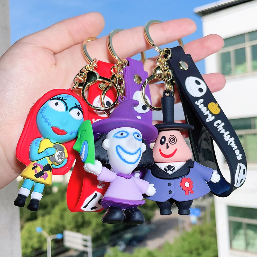 Disney Cartoon The Nightmare Before ChristmasKeychains Jack Skellington Sally Pendant KeyringsCute Doll Key Holder Jewelry