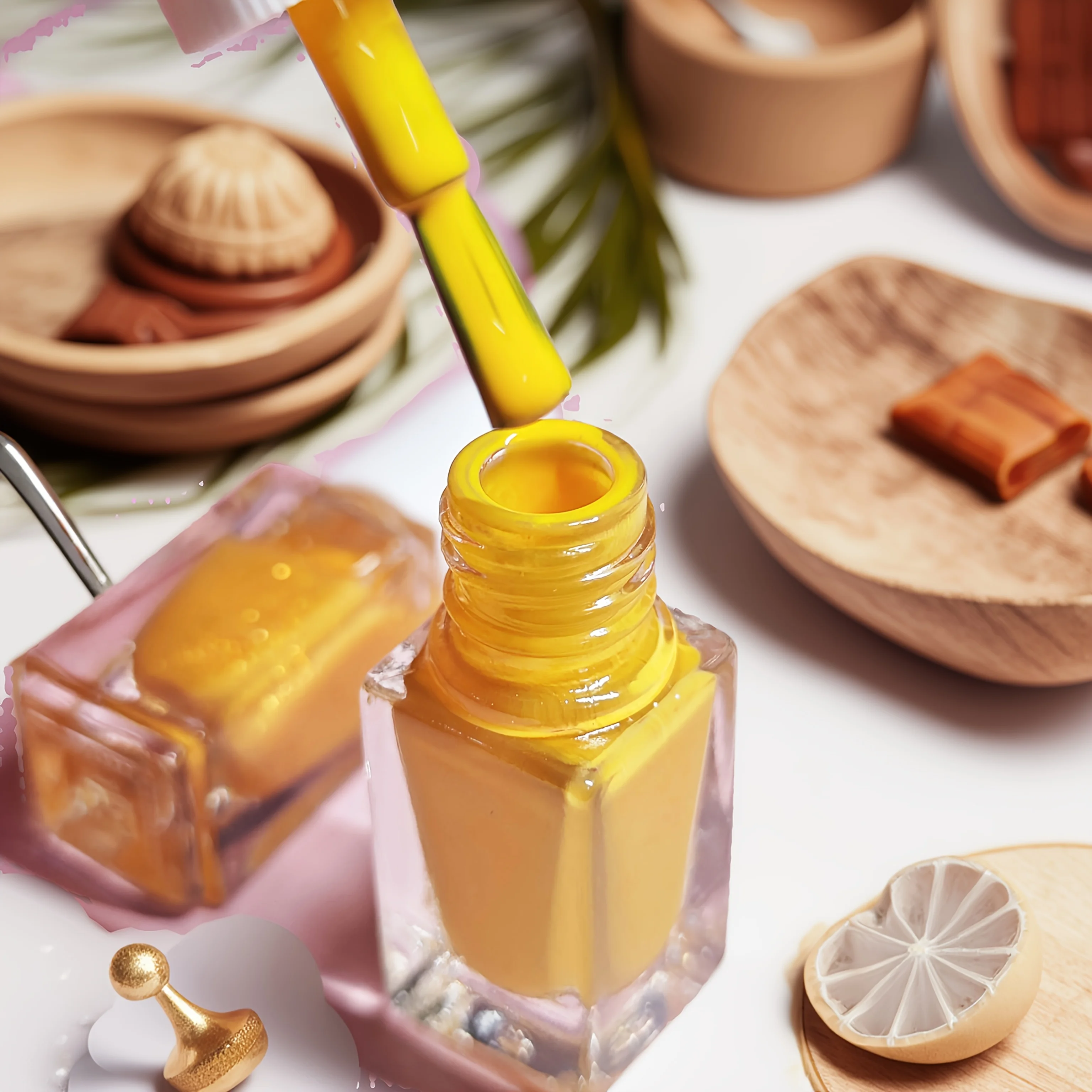 D25 Yellow Fairy Nagellack mit 2 Flaschen, kein Backen, schnell trocknender, langlebiger, abziehbarer, dreifarbiger Nagellack auf Wasserbasis