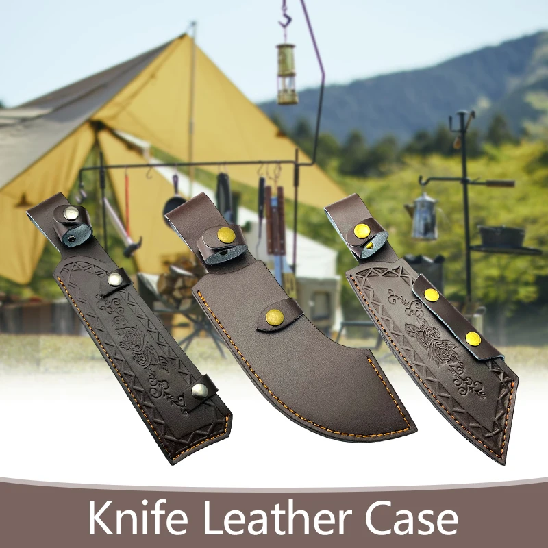 Outdoor Camping Firewood Knife Sheath Split Pu Leather Universal Knife Case Durable Straight Knife Scabbard Cover Hiking Camping