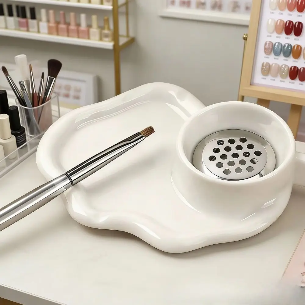 Ceramic Palette Pen Washing Cup Breathable Lightweight Paint Brush Washer Portable with Filter Brush Cleaning Tool Storage Box