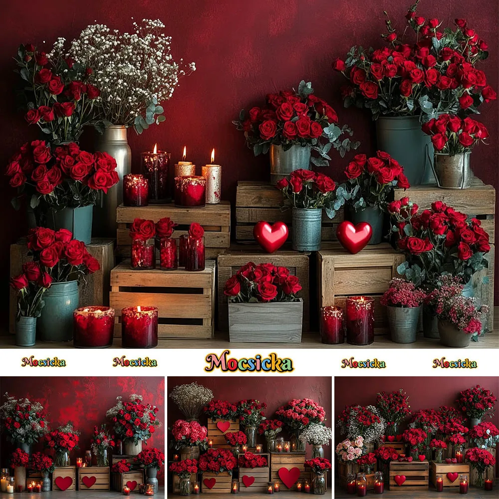 Fondo de fotografía Mocsicka, globo de amor para el Día de San Valentín, decoración de flores rosas, retrato de princesa recién nacido, accesorios de estudio fotográfico