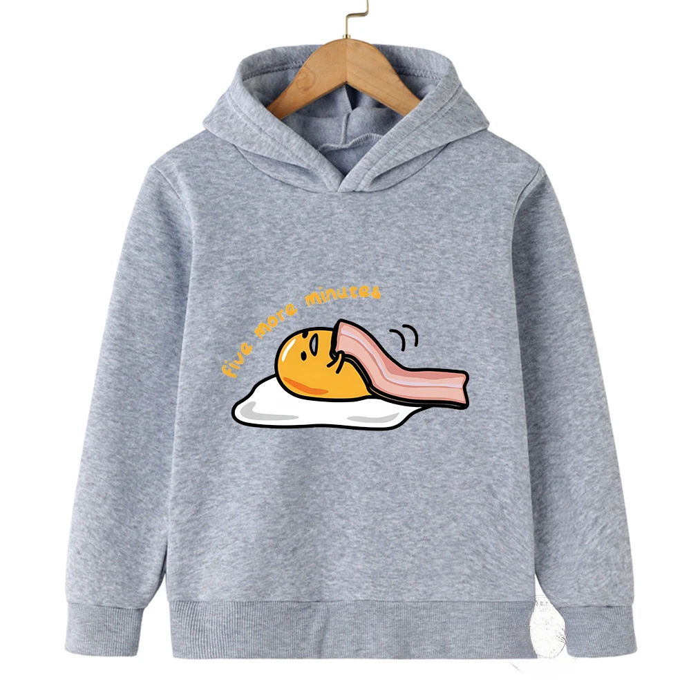 Cute Gudetama Pullover Outdoor Hoodie Kids Spring/Autumn Clothes Girls Sweatshirts Boys Long Sleeves Hoodies Cartoon Hooded Tops