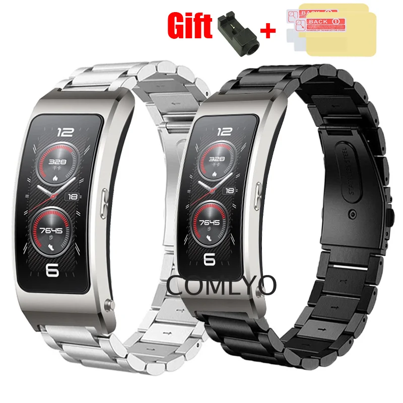 

Metal Band For Huawei Talkband B7 B6 B5 Strap Stainless Steel Smart Watch Bracelet Screen Protector Film