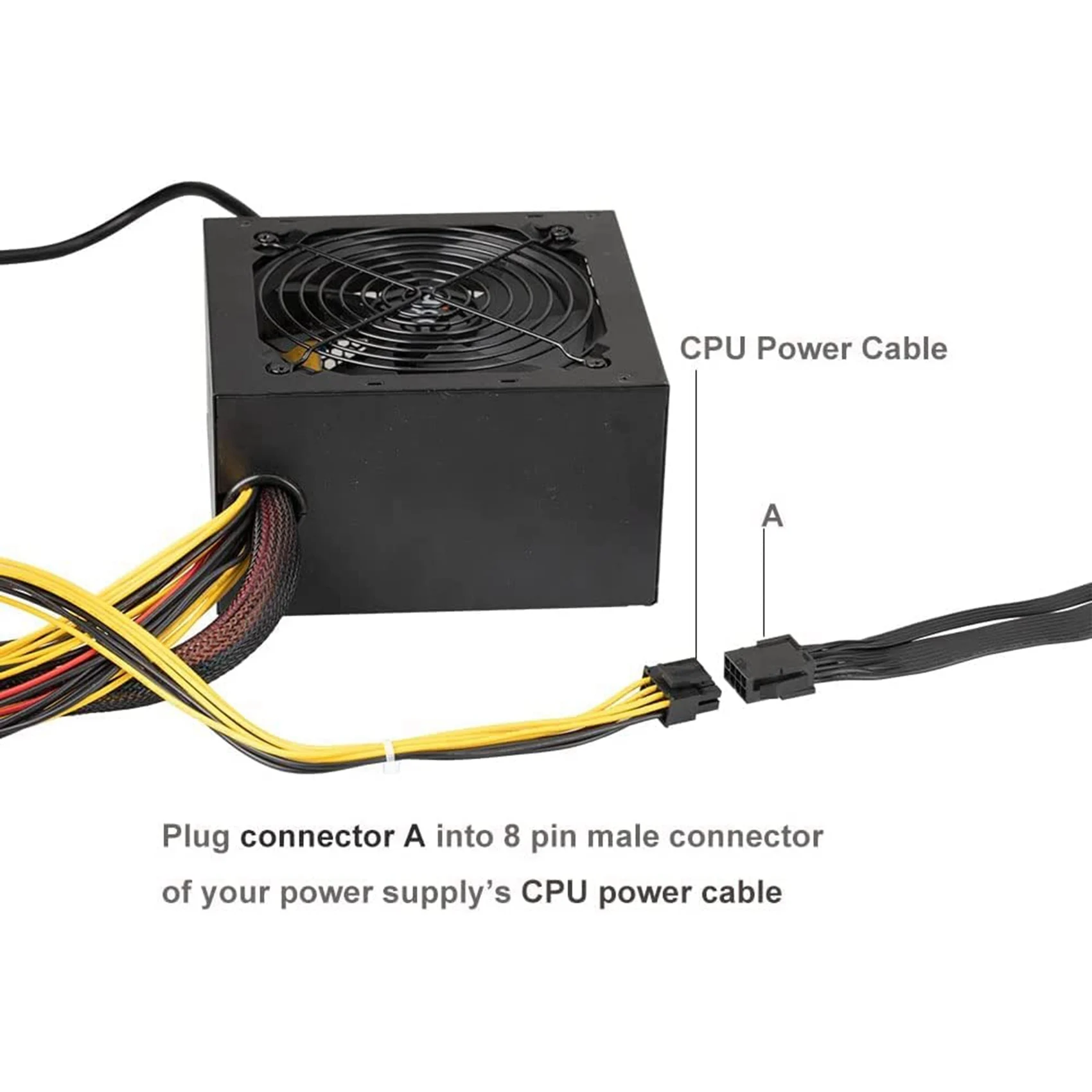 2 Pack EPS12V CPU 8 Pin Female to CPU ATX 8 Pin and ATX 4 Pin Male Power Supply Extension Cable EPS 12V for