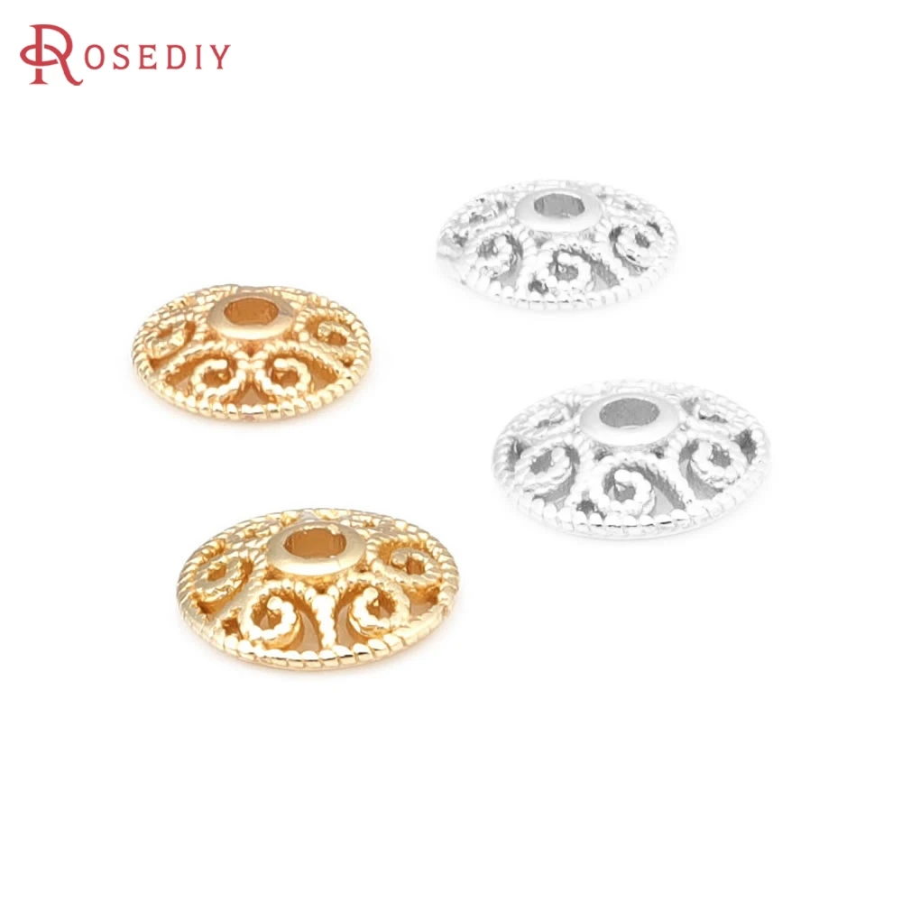 Cuentas redondas de latón con forma de flor, de 6 mm y 8 mm de diámetro, color dorado de 18 quilates, de alta calidad, para accesorios de joyería y manualidades. Tienda oficial de Rosediy.