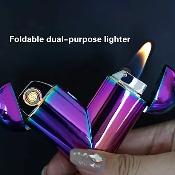 Rotatable Heart Lighter Finger Spinner Gyroscope Lighter Electric USB Rechargeable Plasma Lighter Electric Arc Lighter Gift