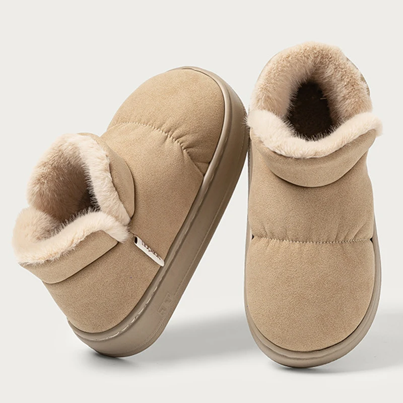 Уличные высокие теплые меховые женские хлопковые ботинки, водонепроницаемые ботильоны на платформе, зимние ботинки для пар, зимняя обувь на толстом каблуке