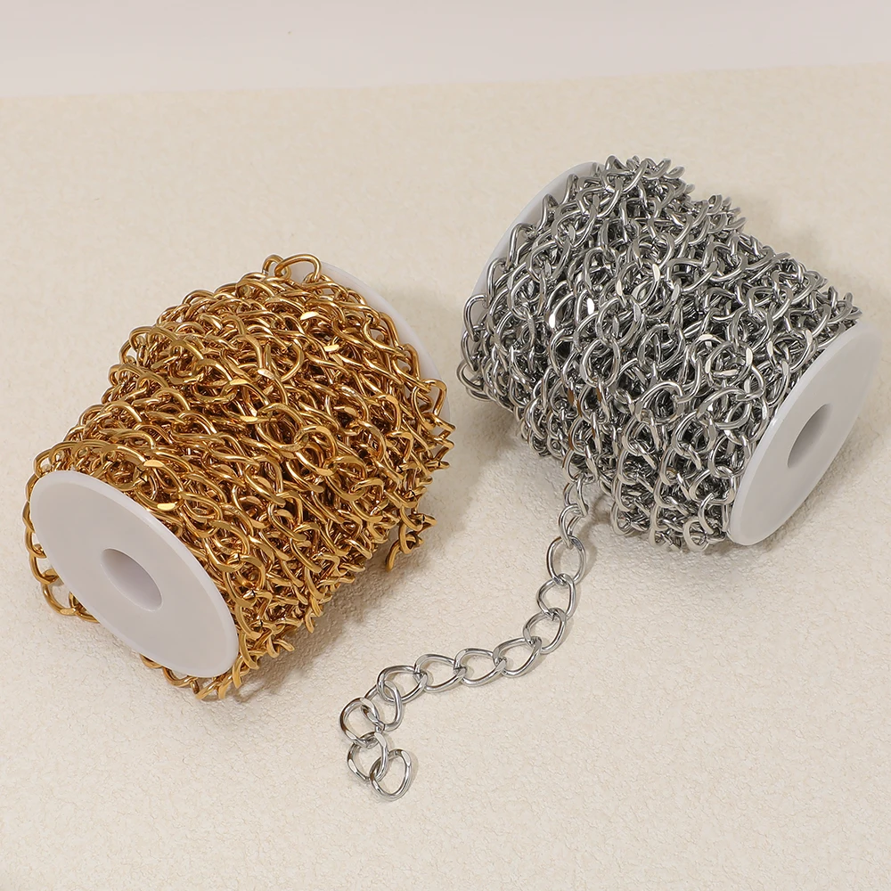 1 Meter Edelstahl Große Kubanische Kette Gedrehte Gliederketten für DIY Hip-Hop-Schmuckherstellung Modische Halsketten Armband-Zubehör – Detail 6