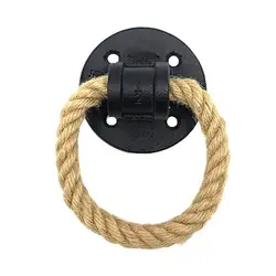 Retro Iron Cabinet Pulls Wall Mount Wooden Door Drawer Dresser Hemp Rope Hanging Pull Ring Buckle For Home Furniture Handle