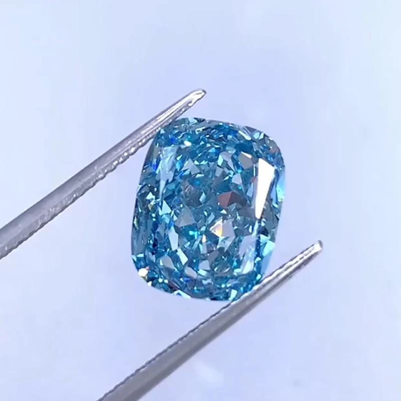 

AEAW 1karat Fancy Intense Greenish Blue CVD Blue Lab Grown Diamond Loose Cushion IGI SI1