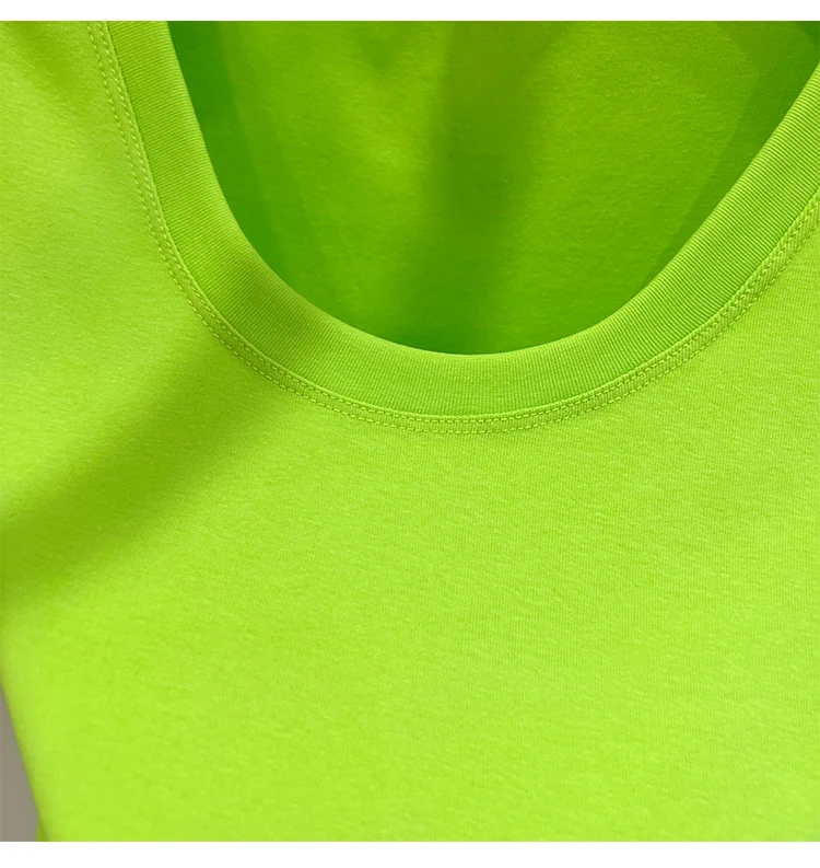 2026 Sexy Quadratischer Ausschnitt Slim T-Shirt Damen Baumwolle Elastisch Basic Einfarbig Lässige Oberteile Kurzarm Dünne T-Shirts Transparent – Detail 11