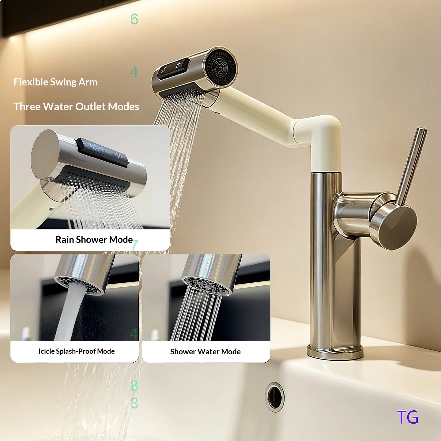 Brass Swivel Kitchen Faucet Pull Down Sprayer Hot Cold for Sink Bar