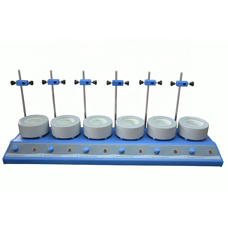 lab LCD Digital Display 6-position heating mantle with Temperature Controller