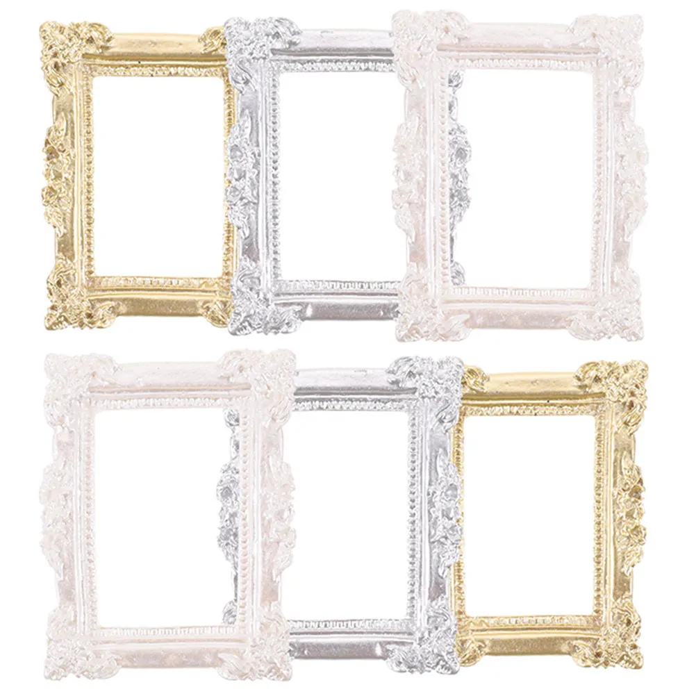 6Pcs Retro Miniature Photo Frames Resin DIY Crafts Phone Case Decor Vintage Picture Frame Small Resin Frame for Decoration view 3