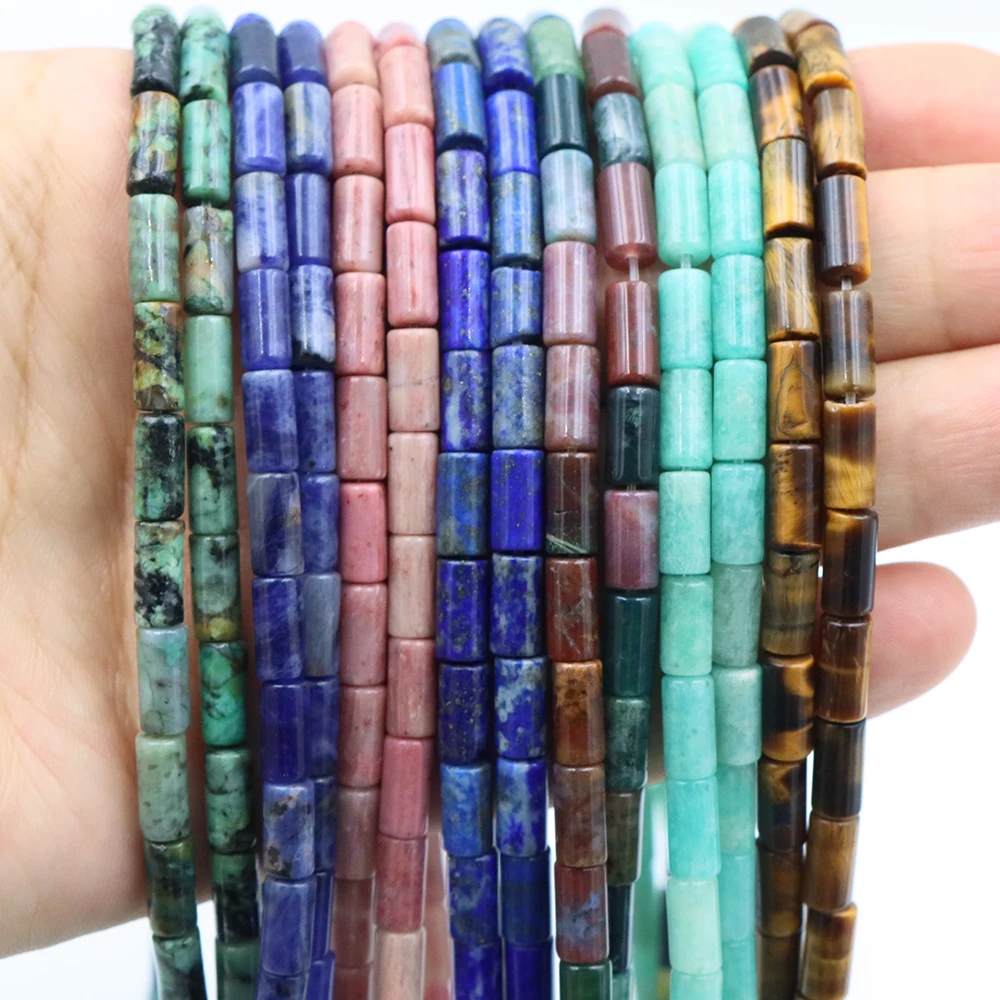 4x8mm Natural Stone Column Tube African Turquoise Aquamarine Agates Quartz Jades Tiger Eye Beads for Jewelry Making Diy Bracelet view 6