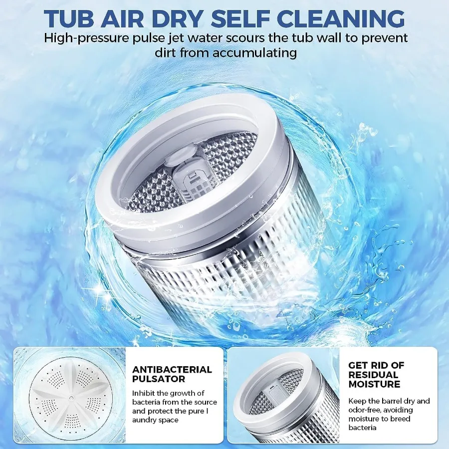 15.6 Lbs Portable Washing Machine 2.1 Cu.ft Compact Washer with Drain Pump Washing Machine with 10 Programs 8 Water Level for A