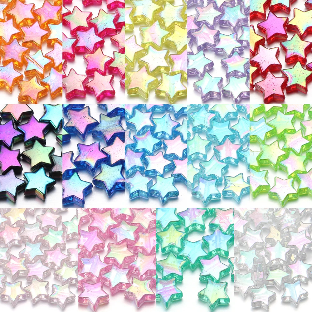 100pcs/lot Transparent AB Color Acrylic Star Beads 11mm Five-pointed Star Beads Loose Spacer Bead For DIY Jewelry Making view 2