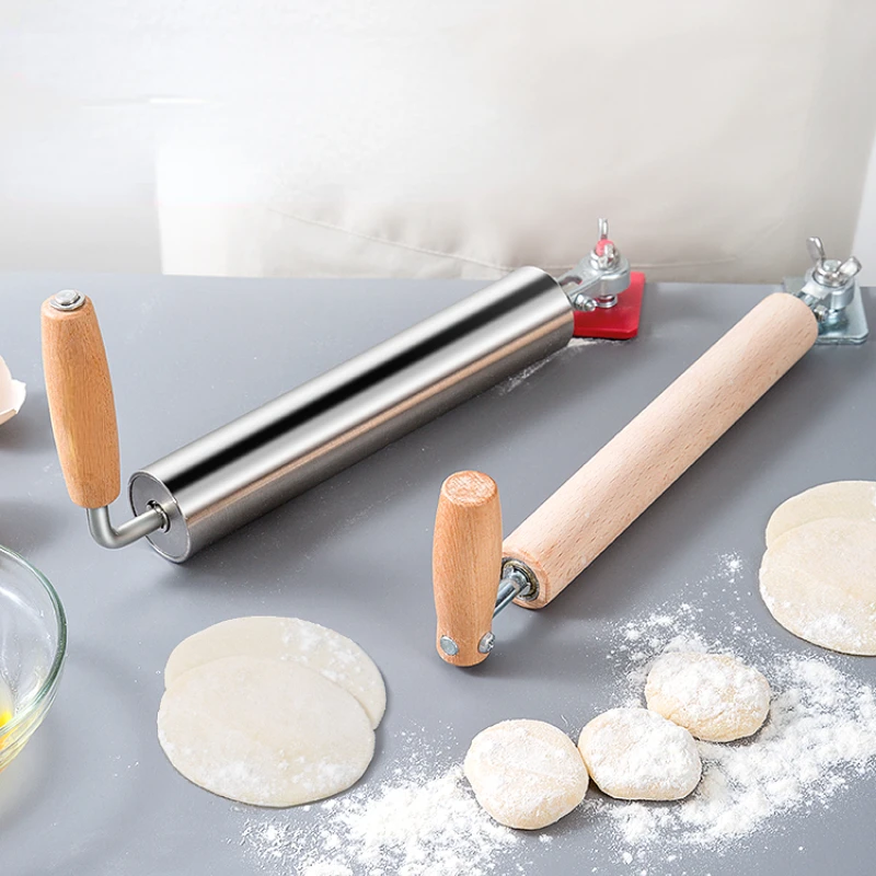 

Rolling, Rolling, Dumpling Artifact Special Non-stick Roller Stainless Steel Rolling Pin Solid Wood Household Small and Large